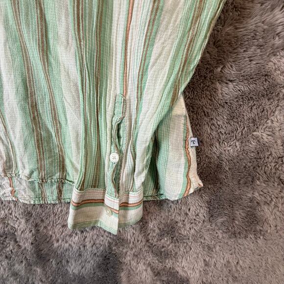 Toad & Co Long Sleeve Airbrush Shirt Button Down Green Stripe L Women's - Picture 3 of 12